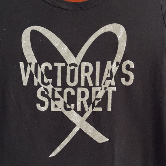 Victoria’s Secret black T-shirt with silver logo - Picture 2 of 3